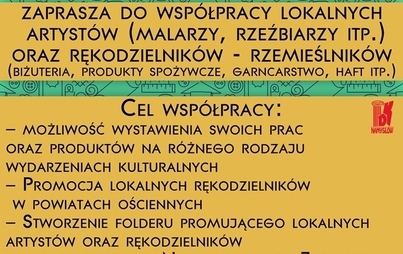 Zdjęcie do Zapraszamy do wsp&oacute;łpracy lokalnych artyst&oacute;w